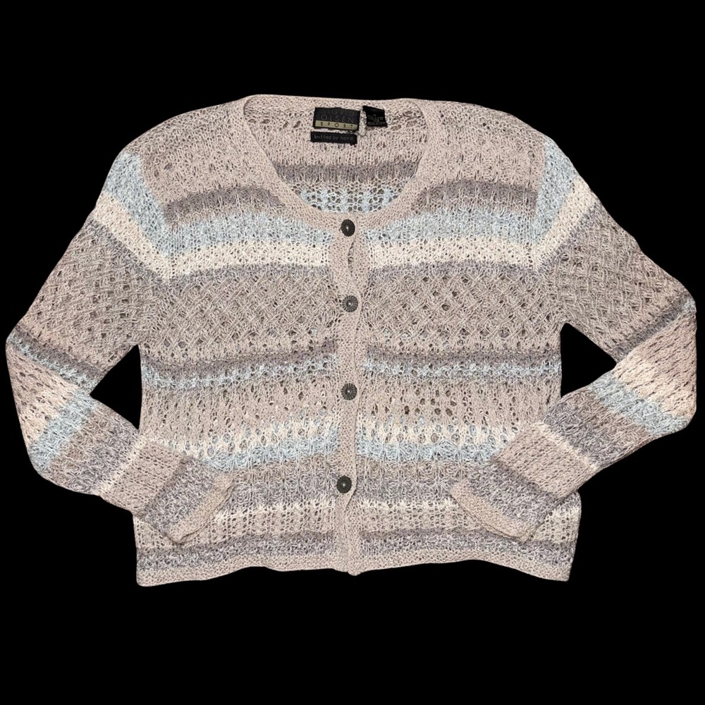 Sigrid Olsen Hand-Knitted‎ Knit Cottagecore Cardigan  Chic Boho Crochet Sweater
